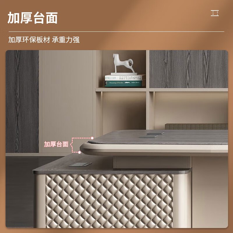 北尧长青 老板桌简约现代大班台时尚轻奢总裁桌经理桌主管桌双柜 3米老板桌[豪华双柜]