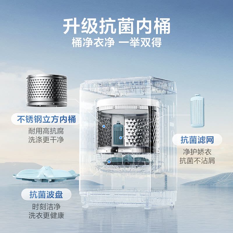 [官方正品]小天鹅10公斤直驱变频深层除螨抗菌超净一键智洗波轮洗衣机自动断电全自动 TB100V26DT以旧换新图片