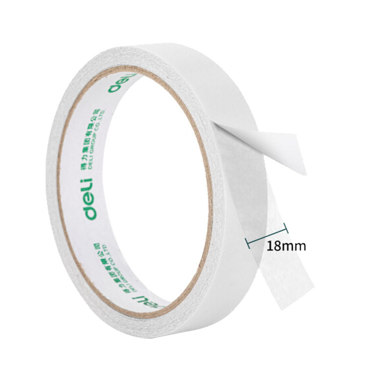 得力 30402高粘性棉纸双面胶带 18mm*10y(9.1m/卷) 16卷袋装 办公用品