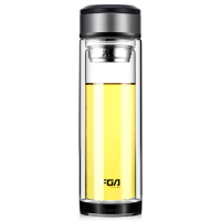 富光 办公水杯 玻璃杯 双层茶杯 过滤透明带盖 定制款 泡茶茶杯