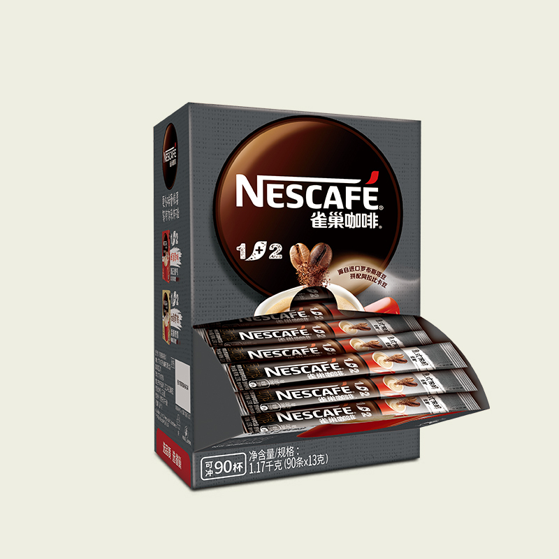 雀巢(Nestle)咖啡1+2特浓三合一速溶咖啡90条盒装 冲调饮品1170g