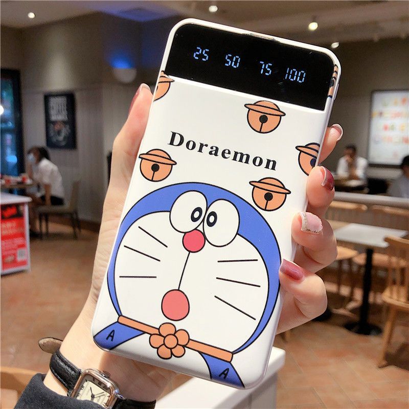 大容量10000毫安充电宝学生卡通自带4线oppo华为苹果通用移动电源