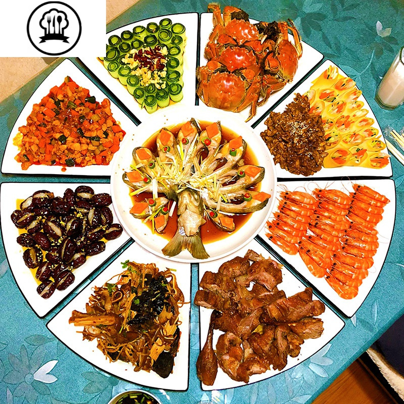 敬平jingping过节聚餐团圆陶瓷拼盘组合拼盘餐具家用圆桌装菜盘子套装