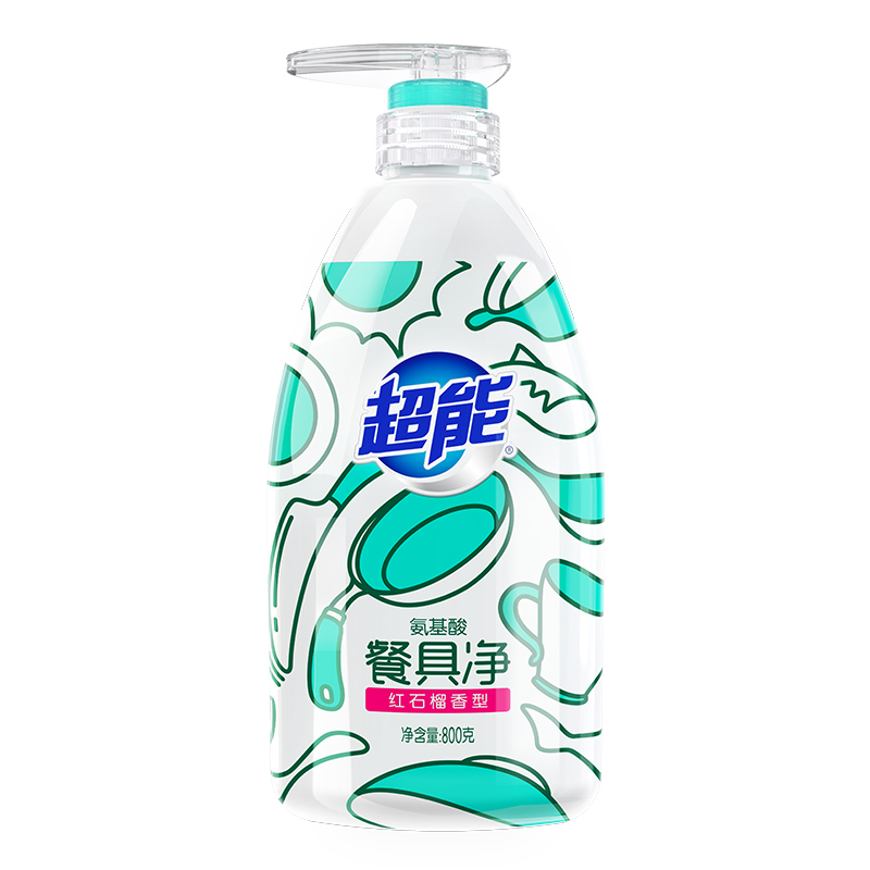 超能氨基酸餐具净洗洁精800g*2瓶温和无刺激红石榴香型