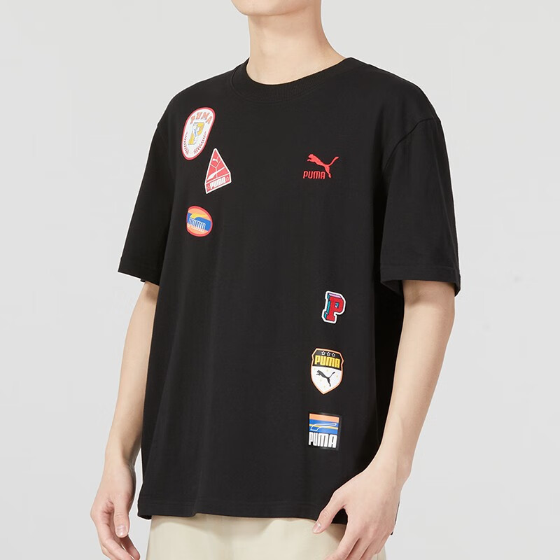 彪马(PUMA)男装女装 2023春季运动服时尚舒适透气圆领半袖短袖T恤衫 623251-01