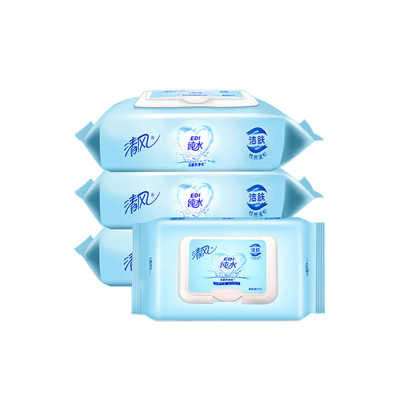 清风湿巾edi纯水80片4包视频