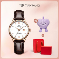 天王表(TIANWANG)手表 女士手表正品自动机械表时尚女表送女友生日礼物LS5844 白盘玫瑰金圈女表