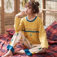 睡衣女春秋长袖长裤纯棉宽松大码胖mm200斤加肥加大胖妹妹套装秋
