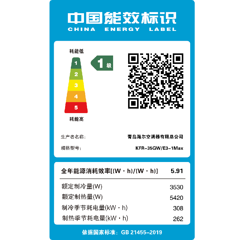 海尔(Haier)空调 洗空气旗舰版 1.5匹 AI智慧语音 一级能效挂机空调 卧室 KFR-35GW/E3-1Max高清大图