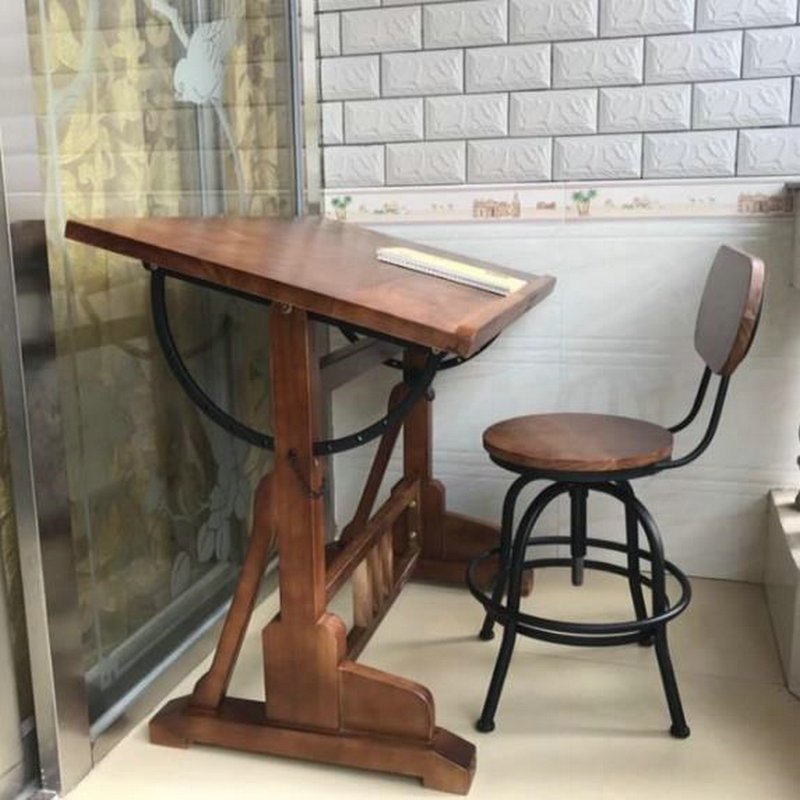 逐鹿中原实木书桌工作台绘图画桌设计师绘图桌绘画桌HC-562可调节 桌椅组合