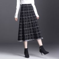 针织a字裙女2021新款韩版格子半身裙苏中长款包臀毛线裙