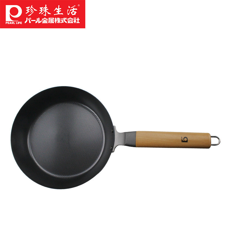 珍珠生活(PEARL LIFE)铁锅纯铁煎锅H-2515 日本进口无涂层凹凸不易粘平底铁锅煎锅 20cm