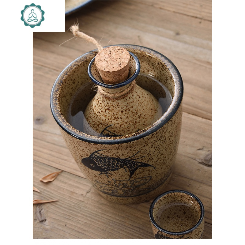 日式酒具套装仿古陶瓷酒壶酒盅复古烧酒壶温酒器烈酒杯清酒具杯盅封后