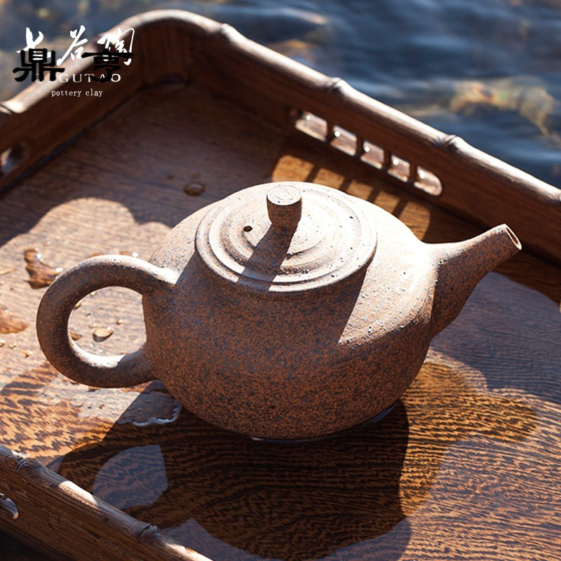鼎亨原矿粗陶功夫壶老岩泥泡茶壶纯手工柴烧台湾带把手过滤