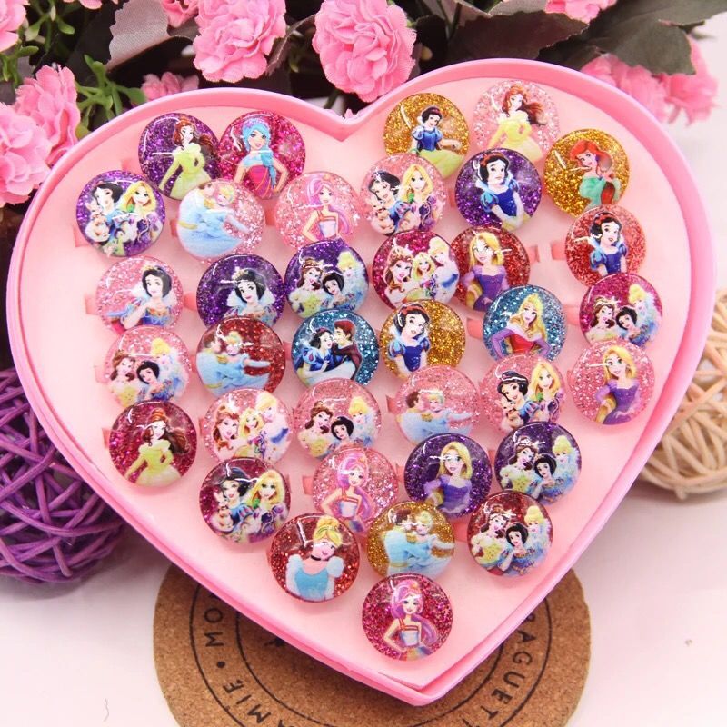 韩版儿童戒指女童卡通玩具戒指可爱女孩小戒指儿童饰品金粉戒指