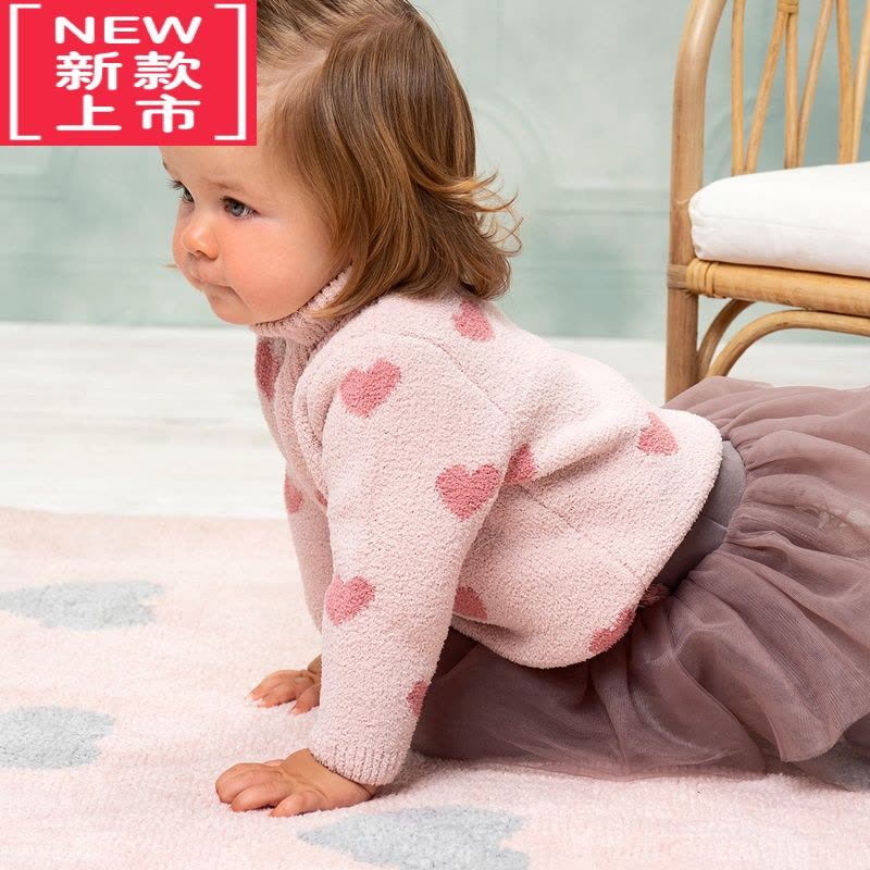 可莉允女童毛衣秋冬新款加厚女宝宝长袖保暖雪尼尔打底针织线衣图片