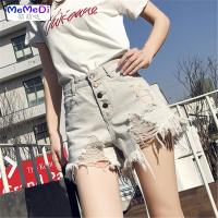 破洞牛仔短裤女2020新款夏外穿高腰显瘦宽松黑白色百搭a字热裤潮