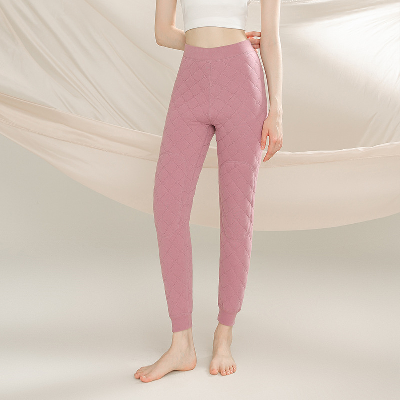 女士羽绒护膝羊毛裤女款内穿高腰保暖裤男士秋冬加绒加厚东北棉裤