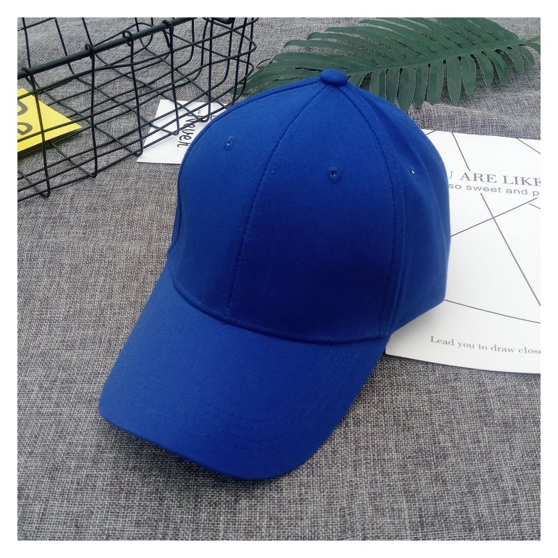 盛世尼曼韩版帽子女纯色光身弯檐棒球帽韩国百搭四季宝蓝色光板鸭舌帽