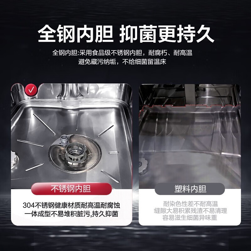 海尔(Haier)洗碗机X1家用全自动独立嵌入两用 纤薄机身 80℃双微蒸汽高温消毒 直热烘干