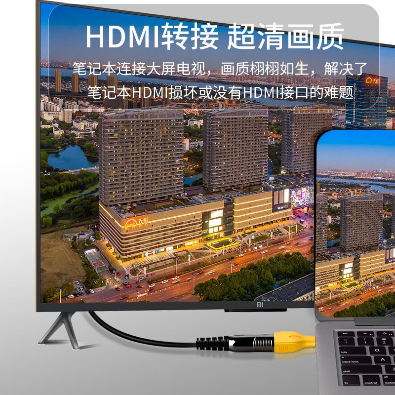 晶华 mini迷你hdmi公转HDMI母转接头 平板手机电脑单反相机转换电视显示器高清无损音视频传输 黄色S112