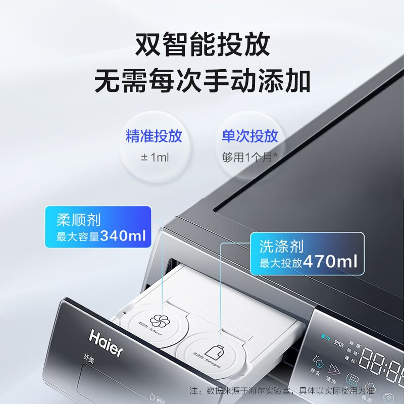 海尔(Haier)XQG100-HBD176PLUSLU1 10公斤精华洗超薄洗烘一体直驱变频滚筒洗衣机家用高清大图