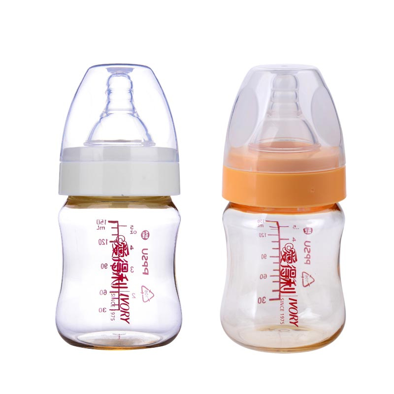 爱得利IVORY奶瓶ppsu宝宝宽口径带吸管奶瓶150mL 橙色