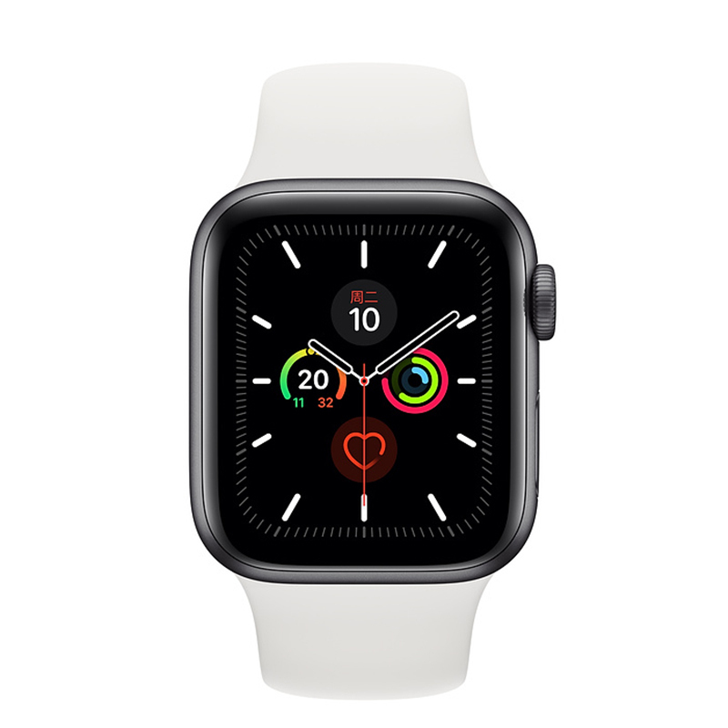 Apple Watch Series5 苹果智能手表 40mm GPS银色铝金属表壳白色运动型表带 V62