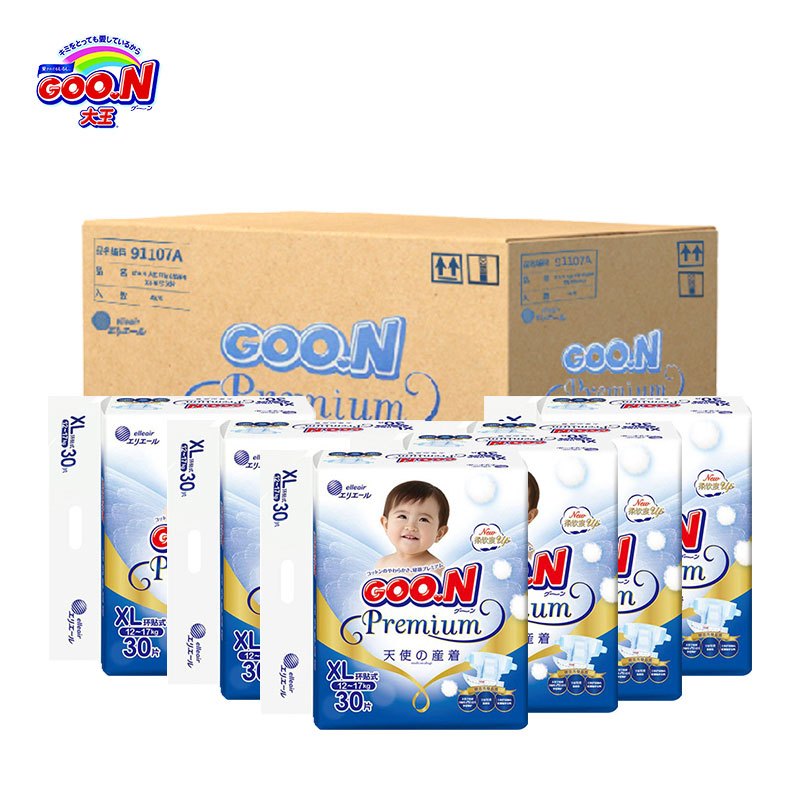 大王(GOO.N)天使系列婴儿纸尿裤 宝宝尿不湿 纸尿裤XL30片*6包整箱(12-20kg)