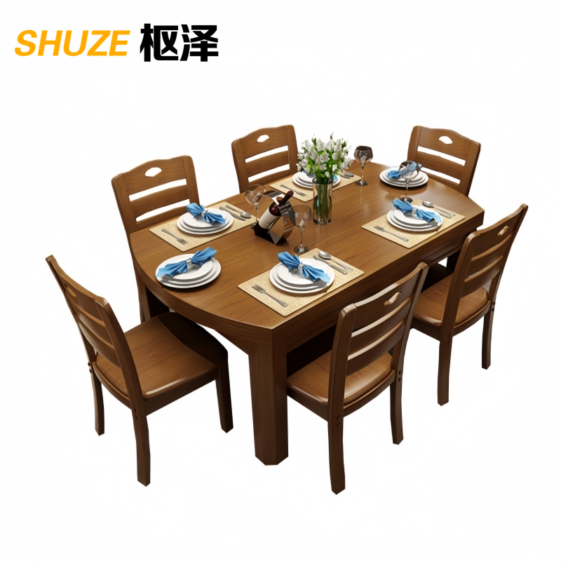 枢泽 餐桌 一桌六椅 套高清大图