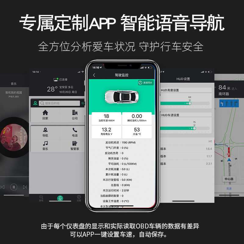 汽车HUD抬头显示器汽车通用自动折叠OBD车速显示器导航胎压监测