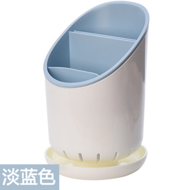 塑料沥水筷子架勺子置物架筷笼多功能厨房餐具收纳架筷子筒收纳层架三维工匠 淡蓝色2层