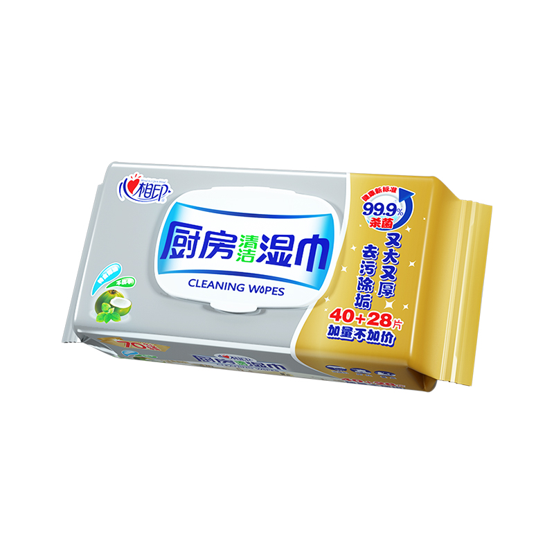 心相印 厨房专用系列40片装湿巾3包装(金装)去油污厨房专用湿纸巾XJB040+P1高清大图