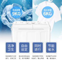 威力9kg公斤半自动洗衣机 家用双缸 洗脱分离 旋钮控制 双桶大容量 XPB90-9082S (欧洲白)