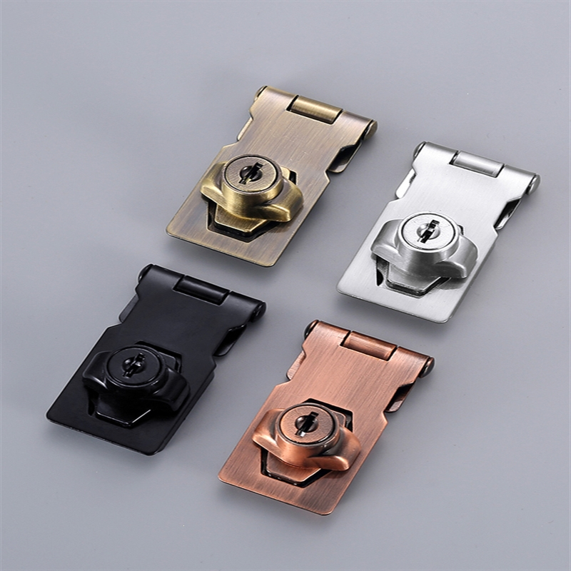 带锁柜门锁扣搭扣老式柜子插销办公桌抽屉锁理线家衣柜锌合金锁冲钻