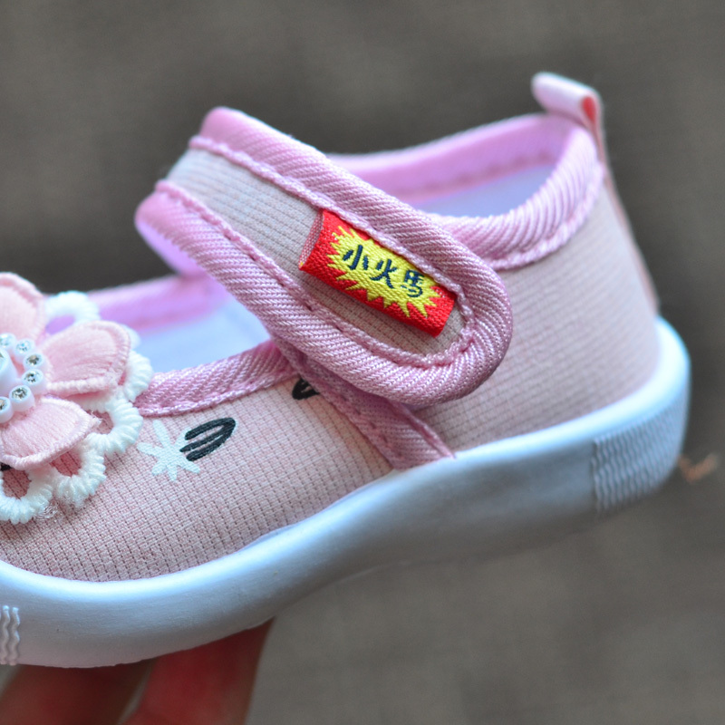 春款女宝宝方口布鞋婴儿软底学步鞋女童单鞋公主鞋宝宝叫叫鞋