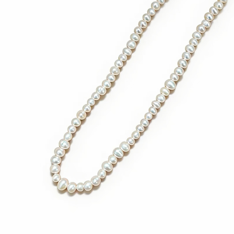 北京黄金 4mm 天然淡水珍珠项链 小众设计感米粒珠锁骨链 简约气质颈链女高清大图