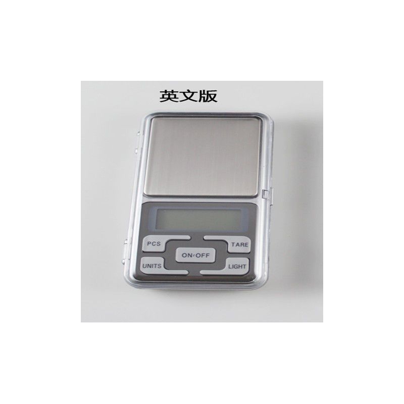精度0.01g迷你珠宝秤便携小电子称重克数天平秤克称0.1g厨房秤|英文版500g/0.1g+不加皮套 加砝码