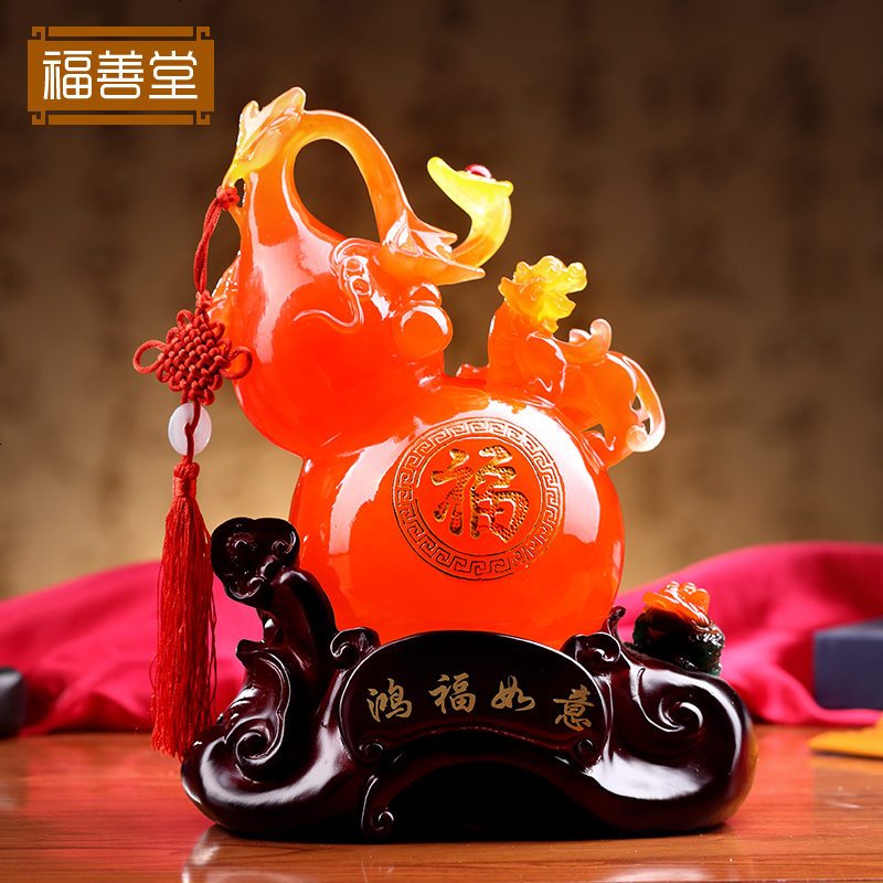 鸿福如意摆件 家居客厅博古架装饰品 送长辈祝寿