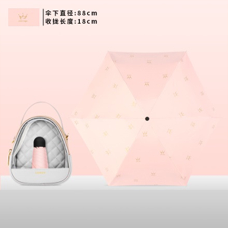 手动五折钢骨玻纤 加厚黑胶布 橡胶漆手柄 YF-W2021012 晴雨两用伞
