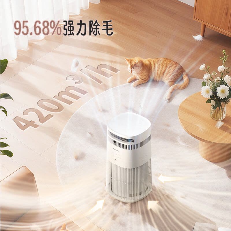 [新品首发]松下(Panasonic)宠物用空气净化器吸猫毛狗毛浮毛除异味烟味甲醛过敏原 F-PTZ450C图片