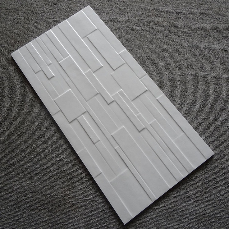 文化砖板岩300600白色凹凸砖白色墙砖防滑耐磨背景瓷砖仿古砖壹德壹