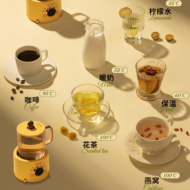 大宇(DAEWOO)养生壶煮茶器迷你养生多功能煮茶壶小容量养生水壶小型养身茶壶保温Y01-奶酪黄