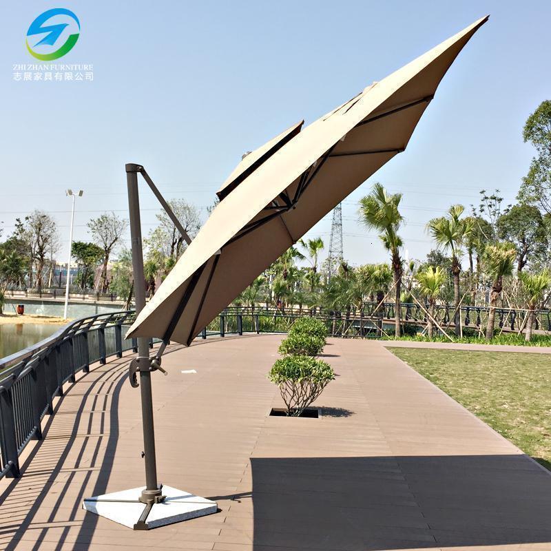 户外遮阳伞花园庭院室外露台罗马伞大型四方别墅院子太阳能吊伞 2.5米罗马伞【方形双顶】【2年不褪色】