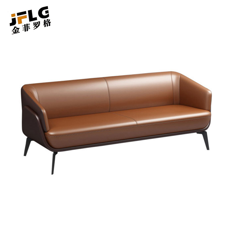苏宁 金菲罗格 办公家具 意式轻奢高脚商务办公拼色沙发 三人位沙发