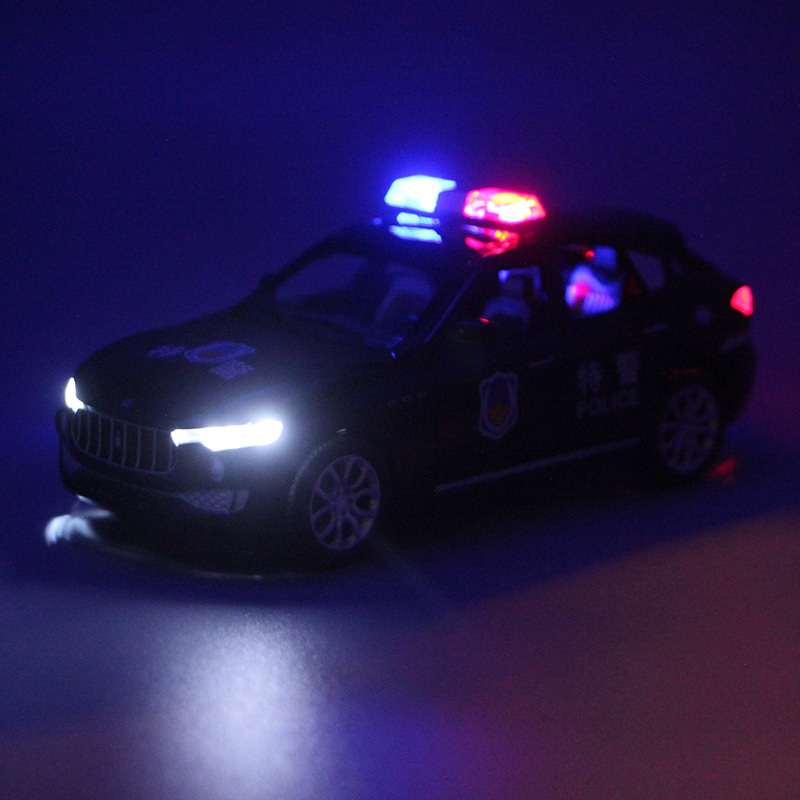 新品直营儿童汽车模型6开合金警车金属路虎110小玩具警车玩具车声光