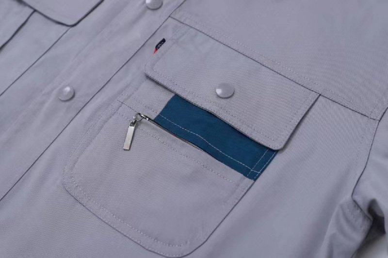 尹潮 XM-101夏季纯棉短袖工作服套装 藏青色 3XL码/套高清大图