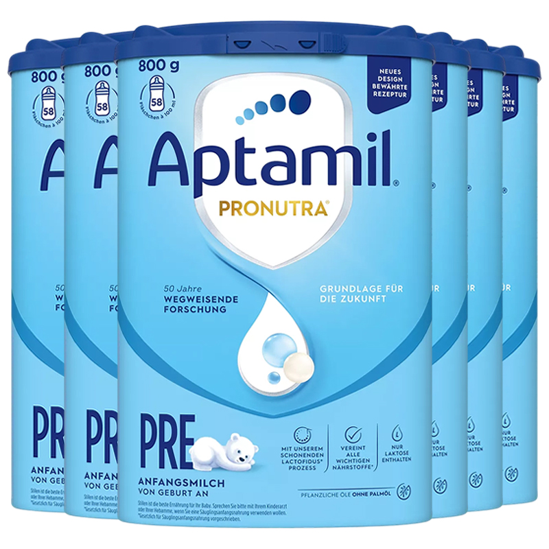 【6罐装】Aptamil德国原装进口爱他美经典版pre段0-6个月婴幼儿配方奶粉800g