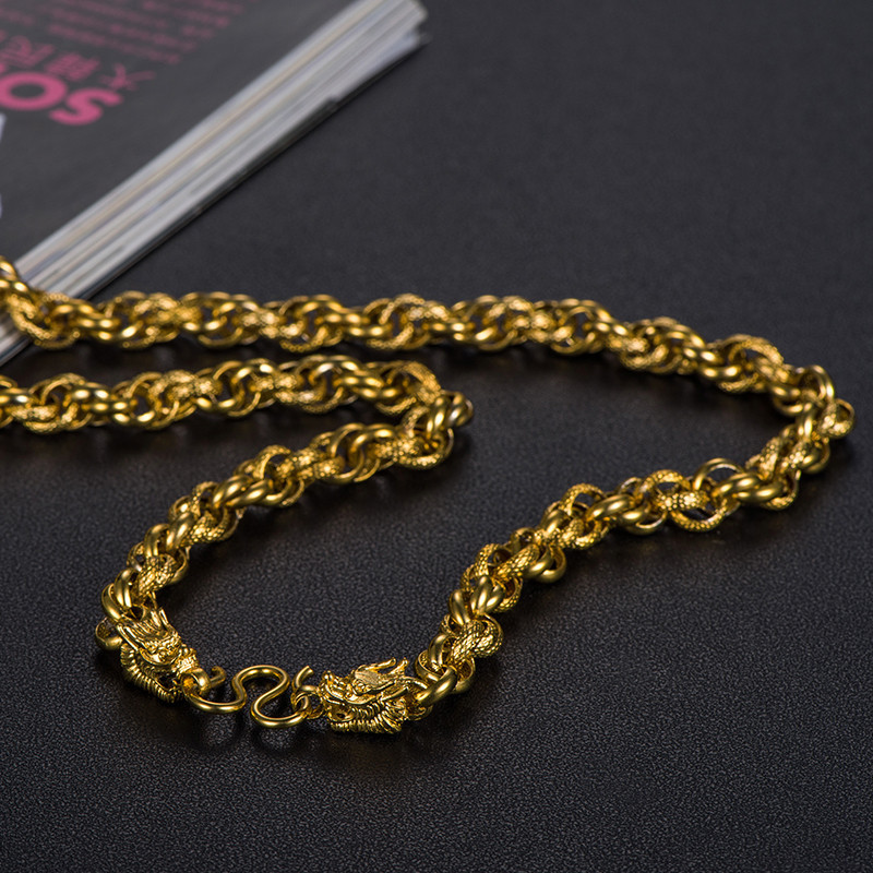 项链 男款 仿越南沙金项链 镀金链子男士龙头霸气饰品送女朋友七夕