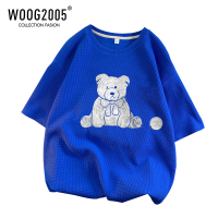 WOOG2005克莱因蓝华夫格t恤oversize高克重磅短袖男设计感小众夏